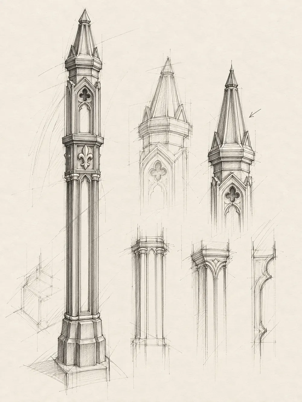 Design sketch 7: Columns and spires