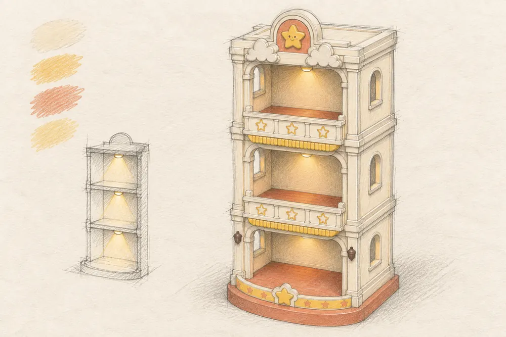 Colour study for the Starry Theater, our first building