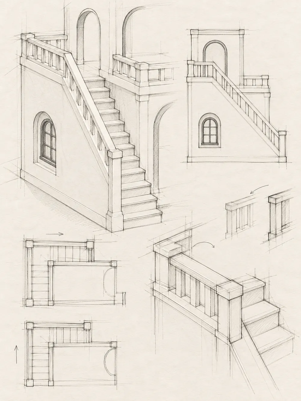 Design sketch 5: The stair and how the eye climbs it