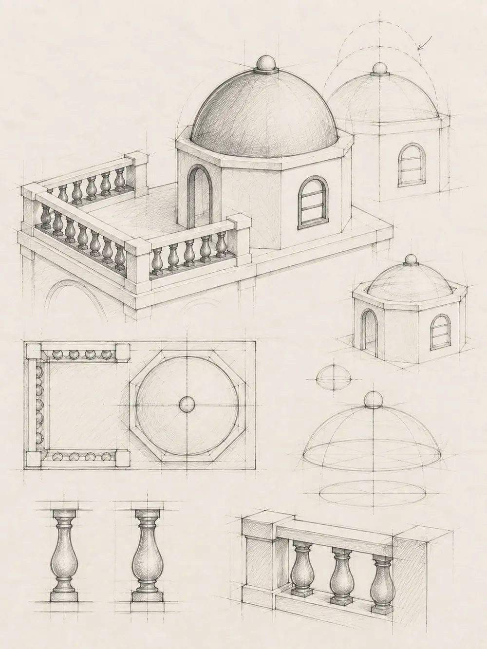 Design sketch 7: Dome and terrace